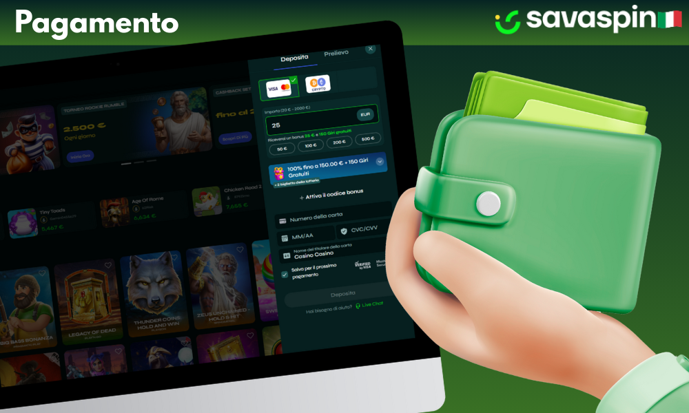 Quali sono i metodi di deposito disponibili presso Savaspin