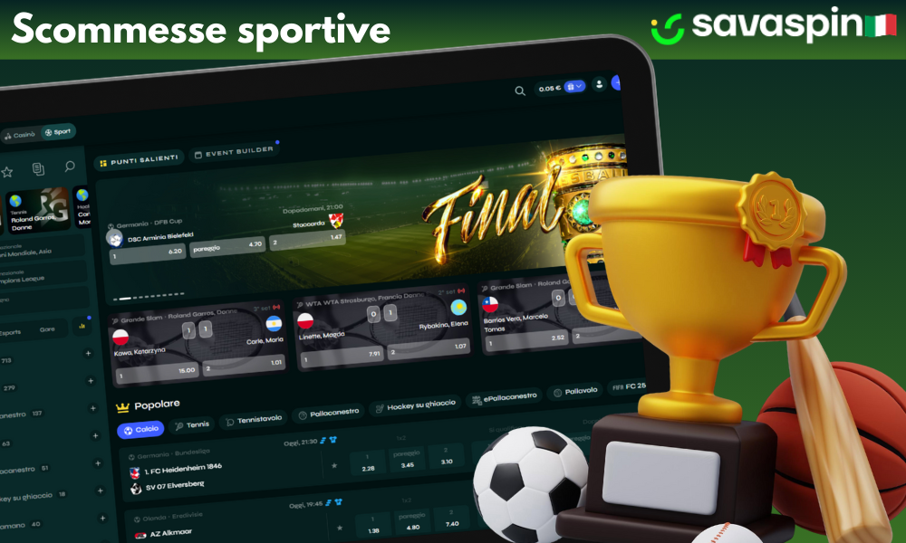 Le scommesse sportive sono disponibili anche presso Savaspin