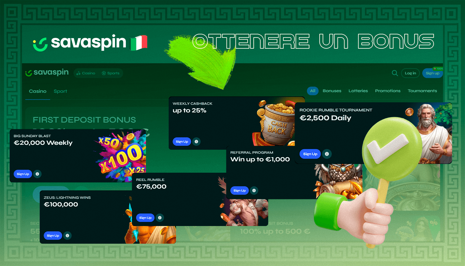 Ottenere vari bonus da Savaspin